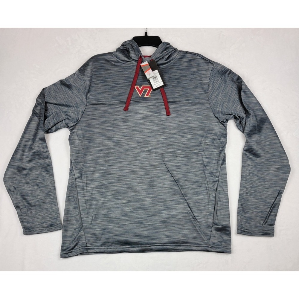 NWT Virginia Tech Hokies Hoodie Storm Gray Heather Pockets‎ Drawstring Medium